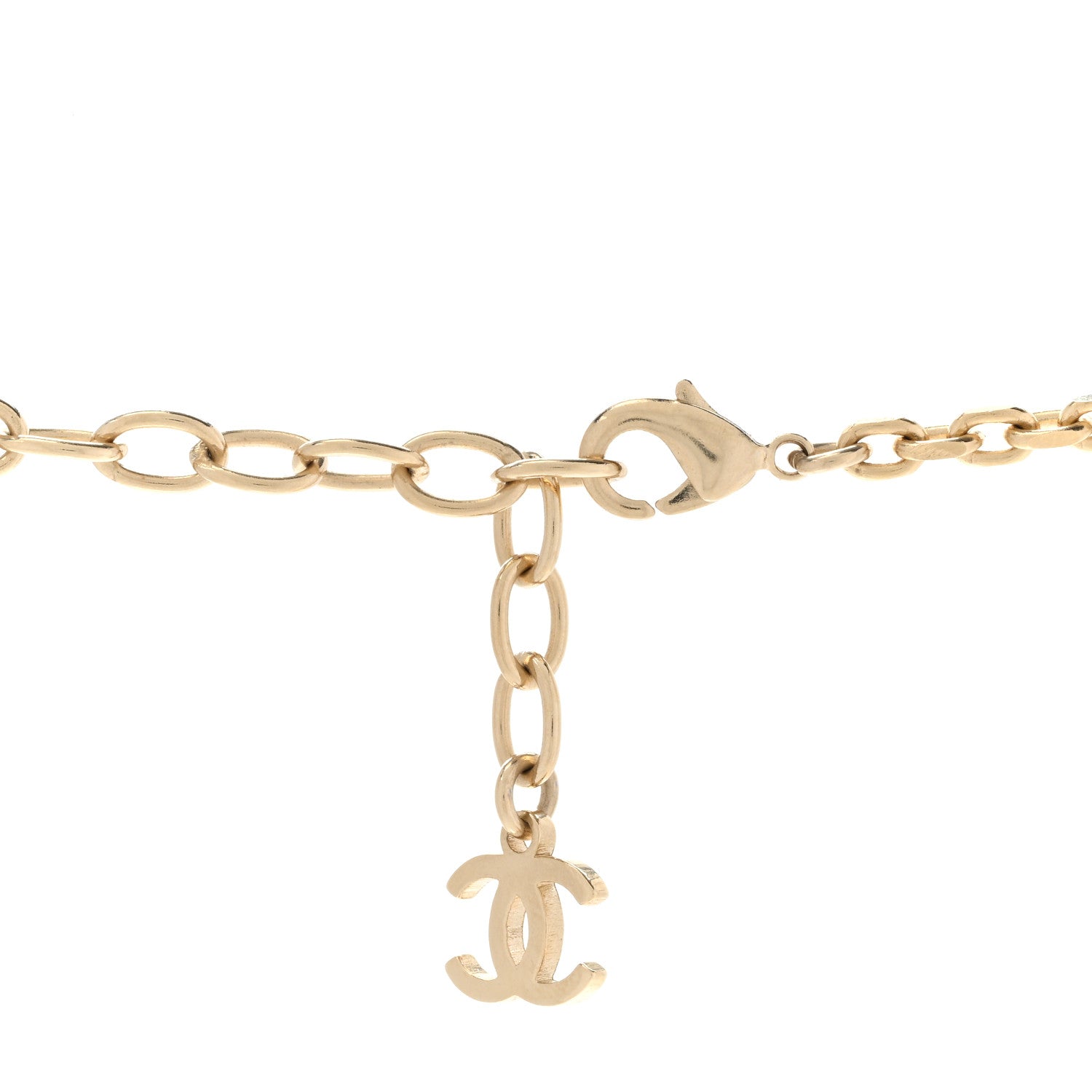Chanel Crystal Textured CC Necklace Gold 5 of 7