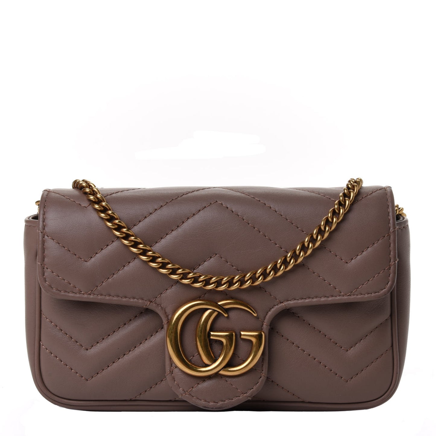 Calfskin Matelasse Super Mini GG Marmont Shoulder Bag Porcelain Rose