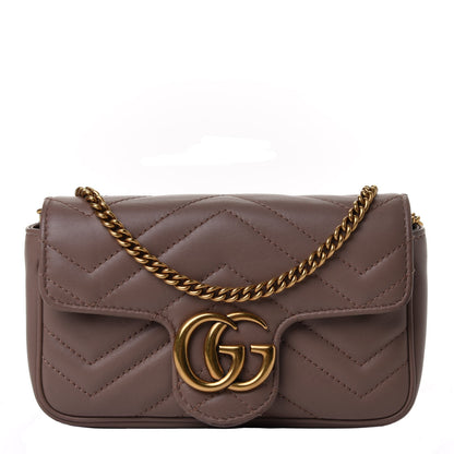 Gucci Calfskin Matelasse Super Mini GG Marmont Shoulder Bag Porcelain Rose 1 of 4