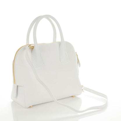 Burberry London Grainy Calfskin Small Greenwood Bowling Bag White 3 of 9