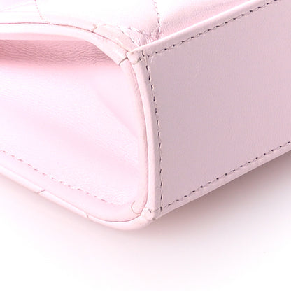 Chanel Lambskin Quilted Top Handle Clutch With Chain Light Pink 10 of 12
