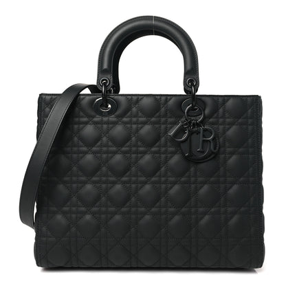 Christian Dior Ultra Matte Calfskin Cannage Large Lady Dior Black 1 of 10