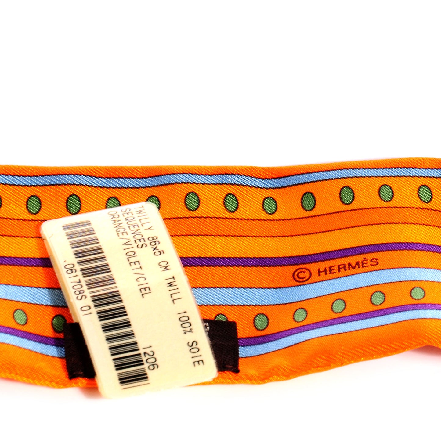 HERMES Silk Sequences Twilly Orange Violet Ciel
