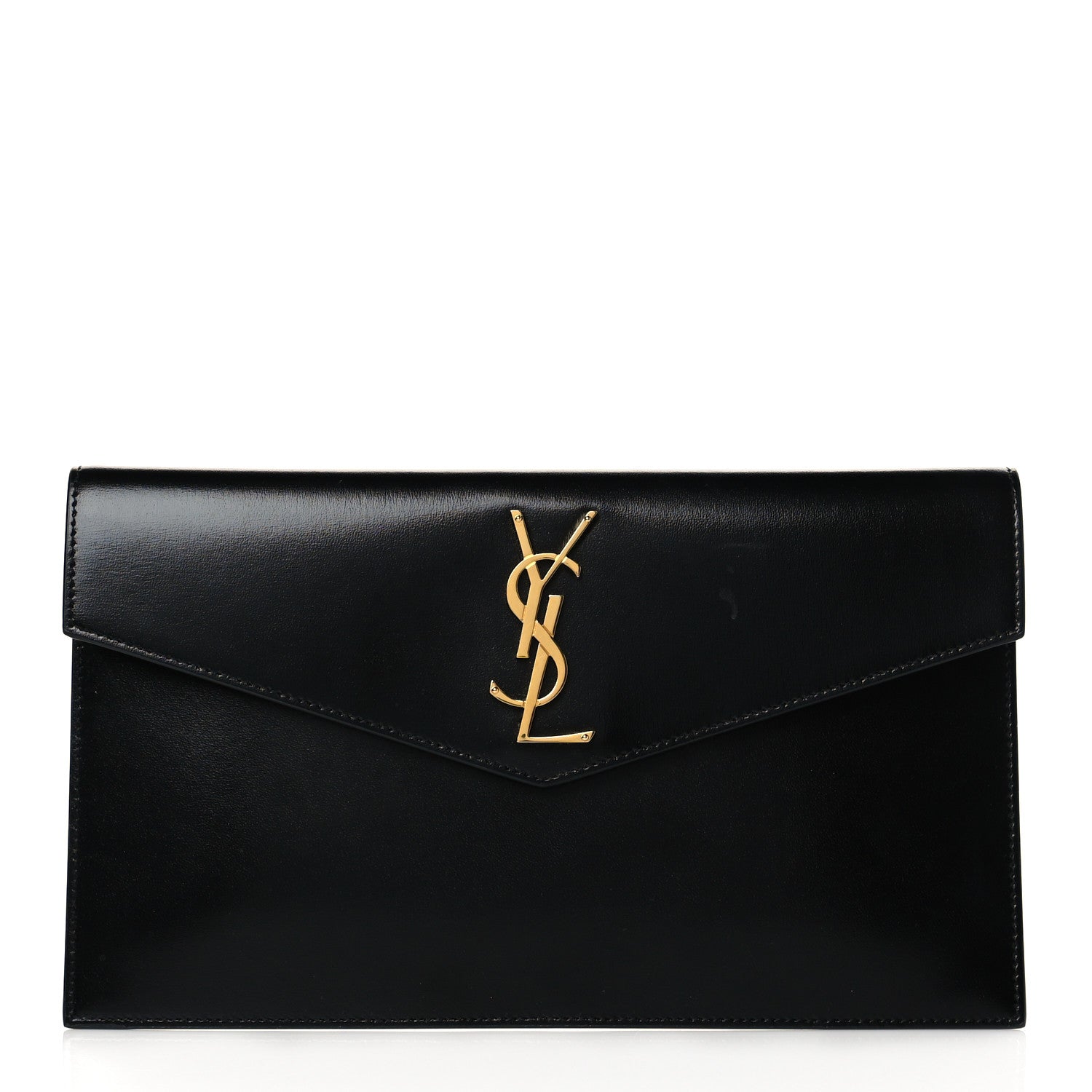 Saint Laurent Smooth Shiny Calfskin Monogram Uptown Pouch Black 1 of 10