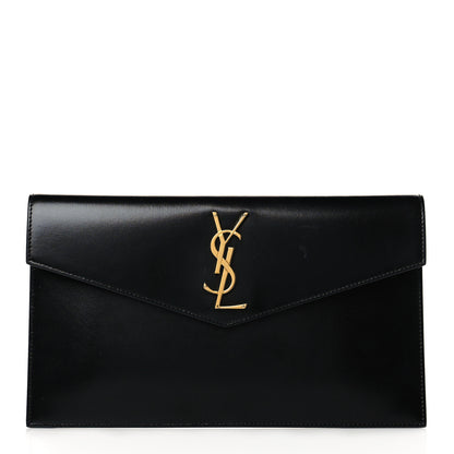 Saint Laurent Smooth Shiny Calfskin Monogram Uptown Pouch Black 1 of 10
