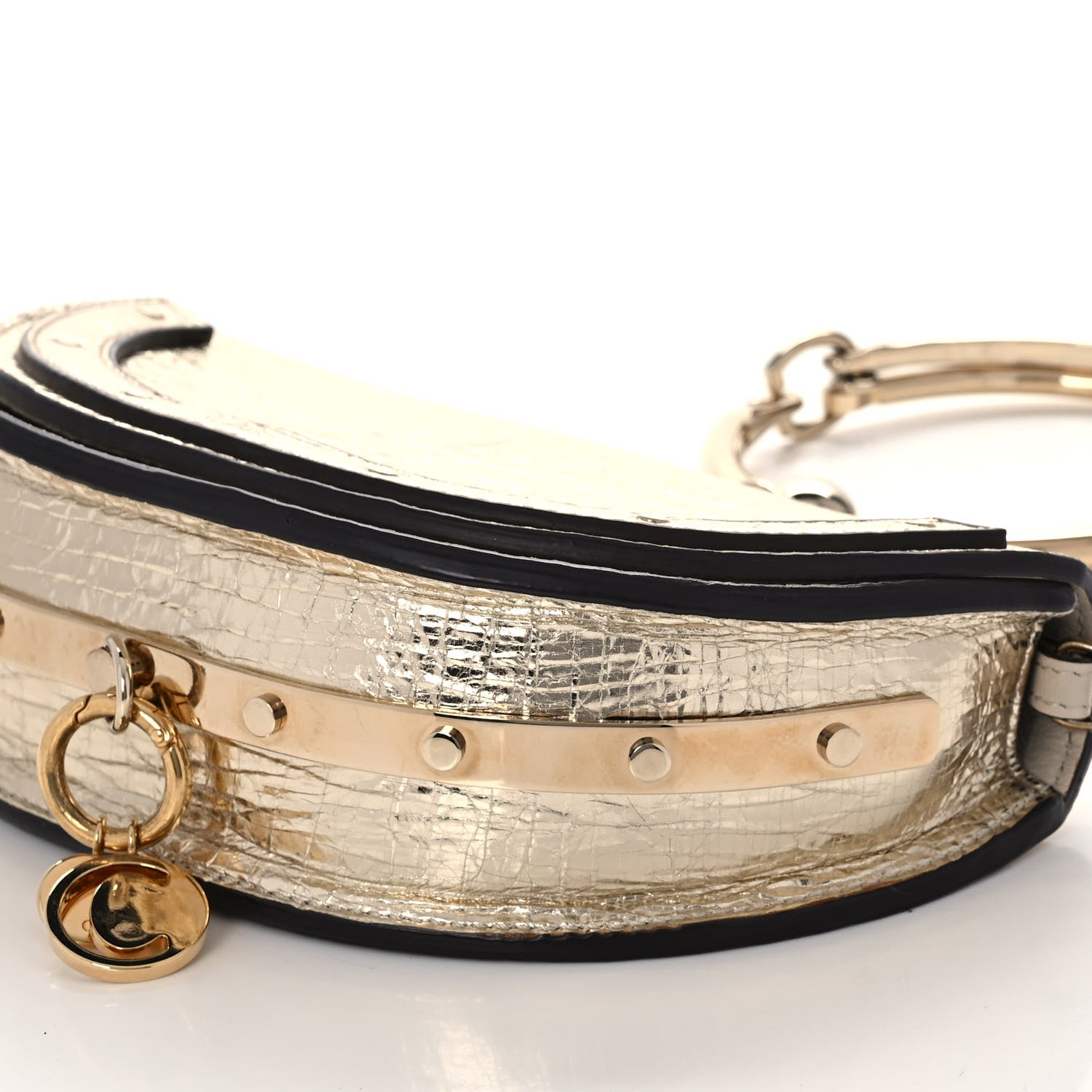 Chloe Metallic Calfskin Small Nile Bracelet Minaudiere Bag Gold 10 of 10