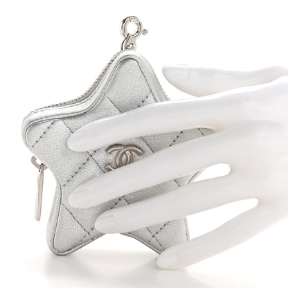 Chanel Metallic Lambskin Walk Of Fame Star Clip On Coin Purse Silver 2 of 7