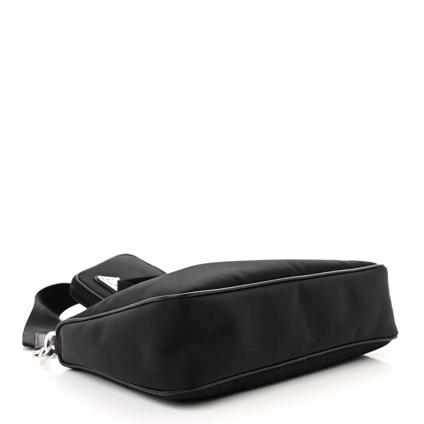 Re-Nylon Saffiano Pocket Zippered Shoulder Bag Black