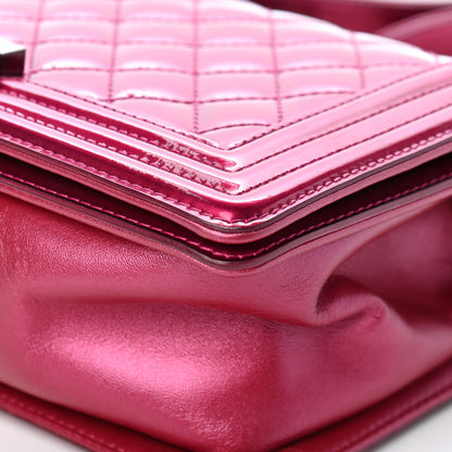 Chanel Metallic Patent Calfskin Quilted Medium Boy Flap Pink 9 of 19