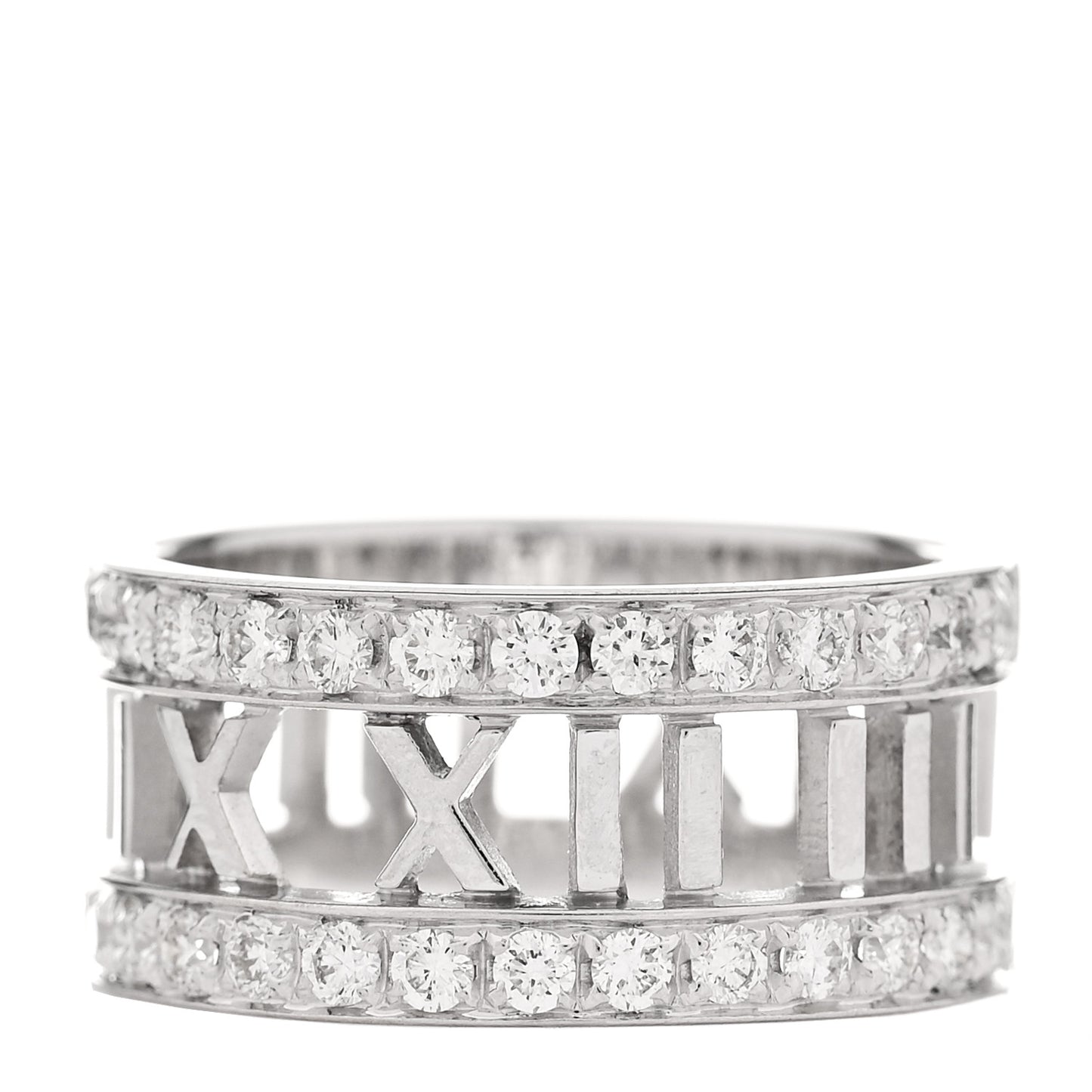 18K White Gold Diamond Wide Atlas Open Ring 52 6