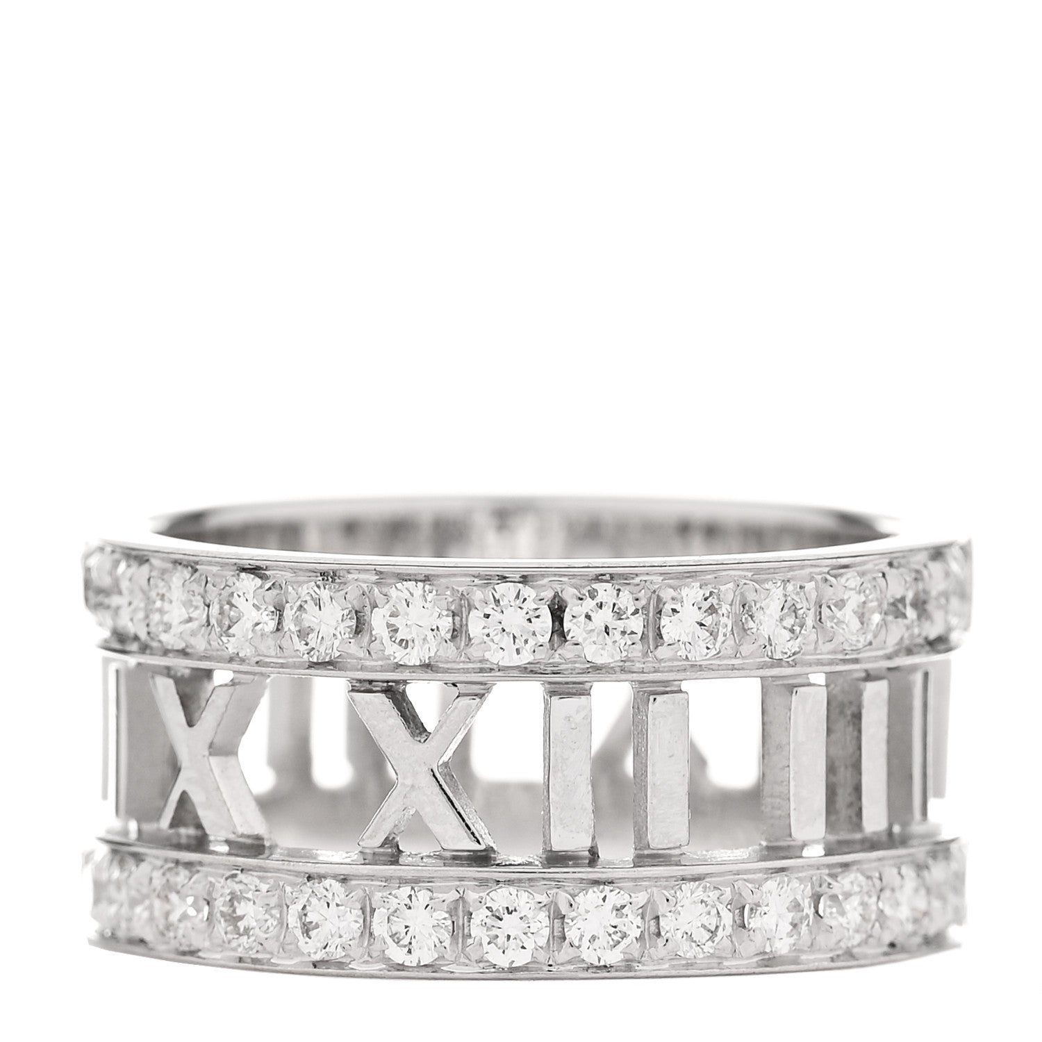 Tiffany 18K White Gold Diamond Wide Atlas Open Ring 52 6 1 of 5