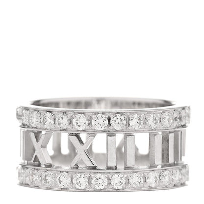 Tiffany 18K White Gold Diamond Wide Atlas Open Ring 52 6 1 of 5