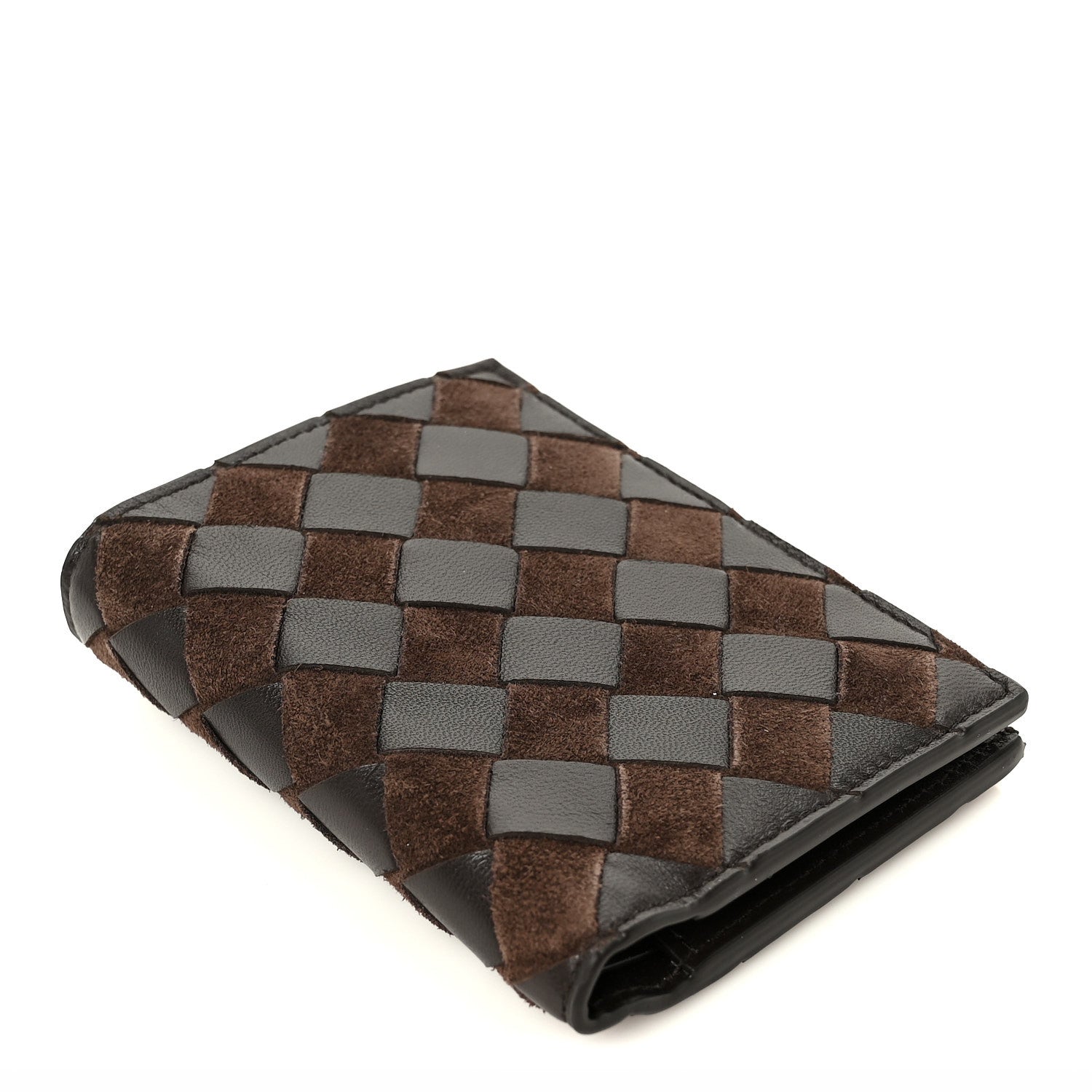 BOTTEGA VENETA　PORTAFOGLIO　INTRECCIATO Bottega Veneta Nappa Suede Intrecciato Bifold Zip Wallet Brown
