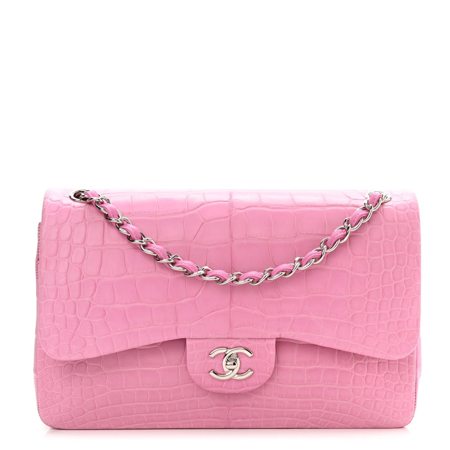 Alligator Jumbo Double Flap Pink
