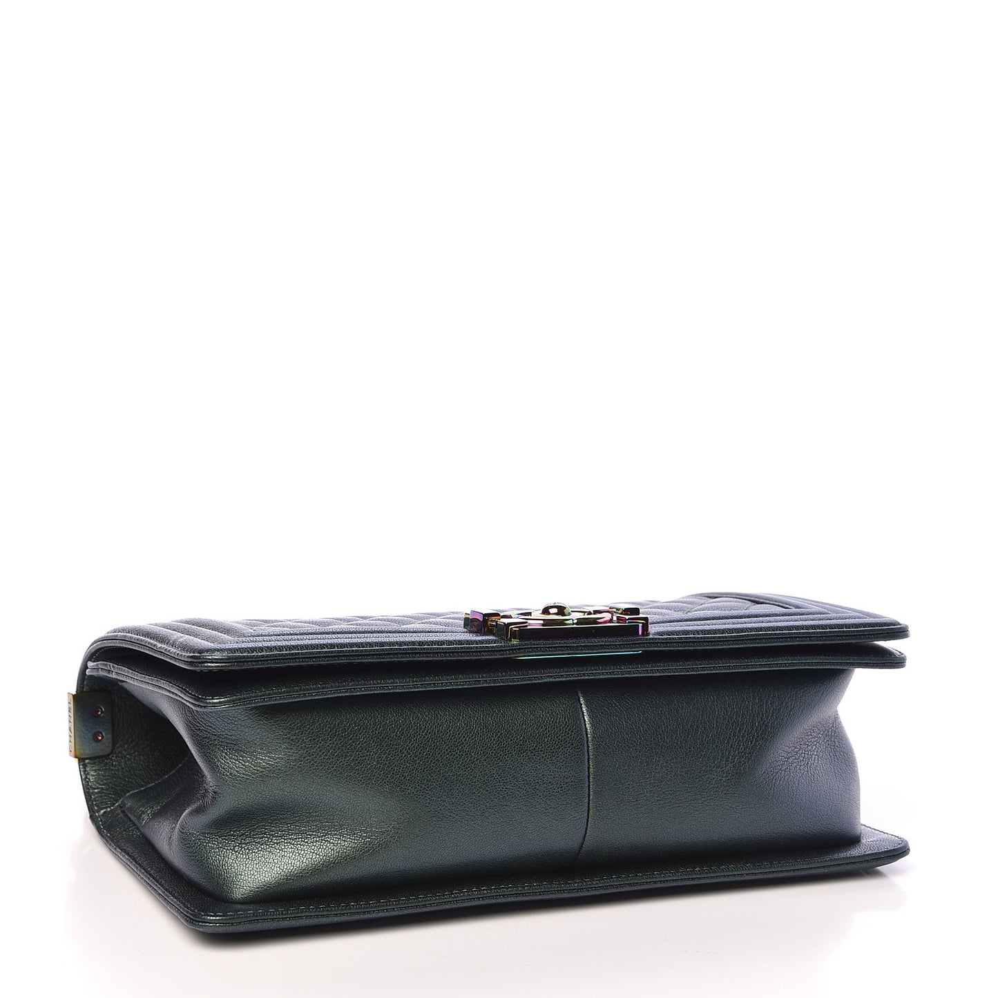 Iridescent Goatskin Quilted Medium Boy Flap Green