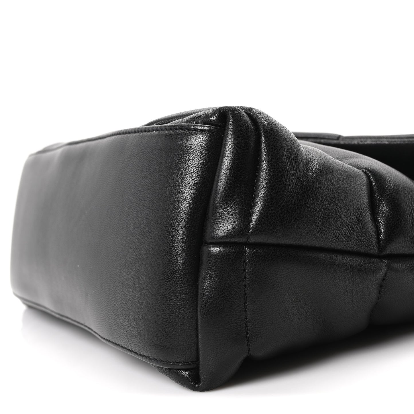 Lambskin Quilted Small Loulou Puffer Monogram Chain Satchel Black