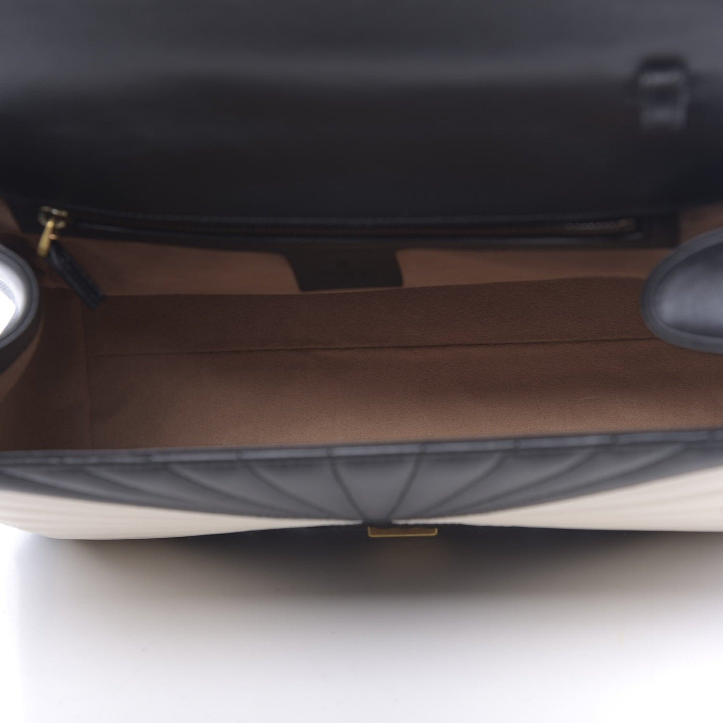 Calfskin Bamboo Trapuntata Queen Margaret Top Handle Bag Mystic White Black