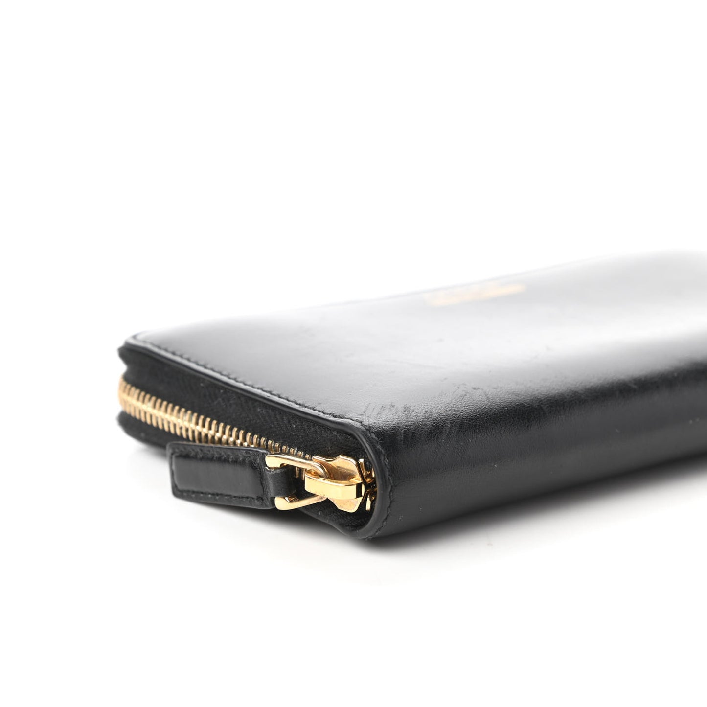 Smooth Calfskin Zip Around Wallet Black