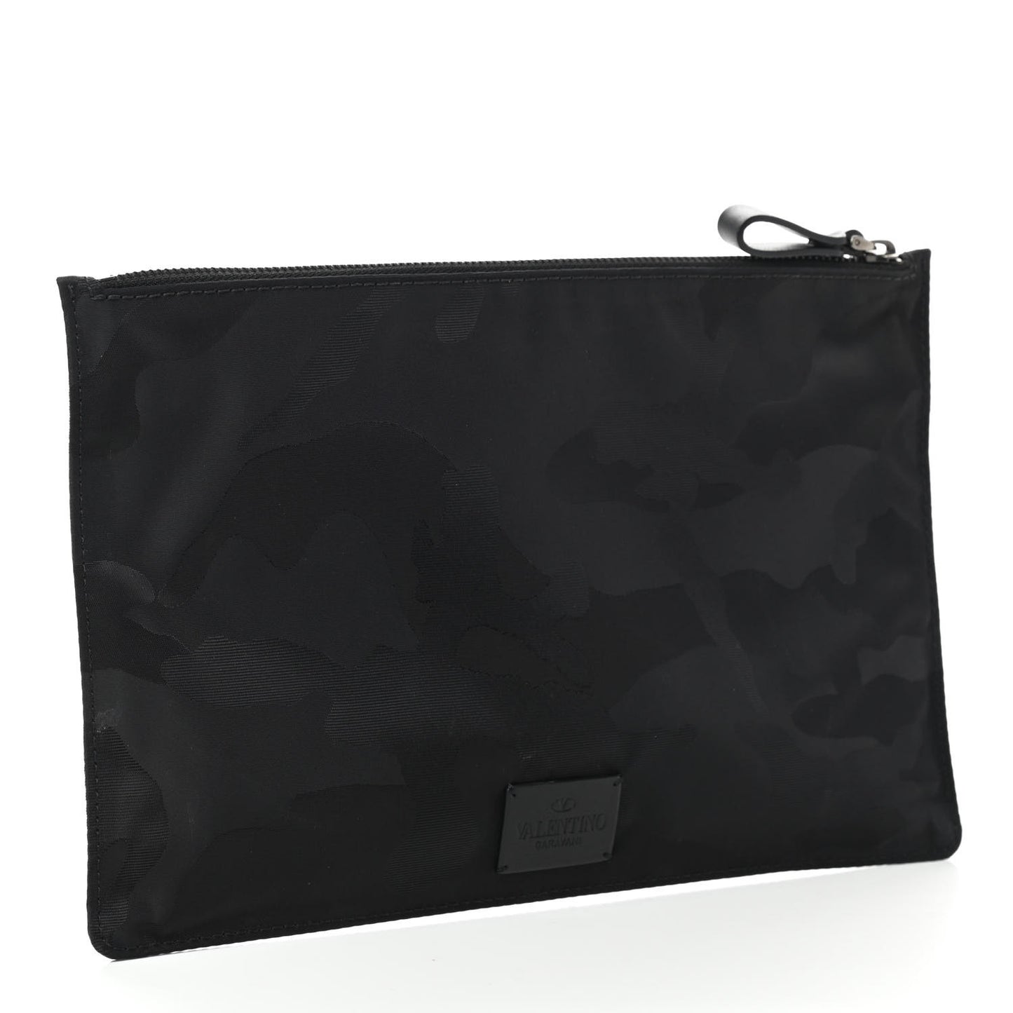 Nylon Camouflage Large Zip Pouch Black