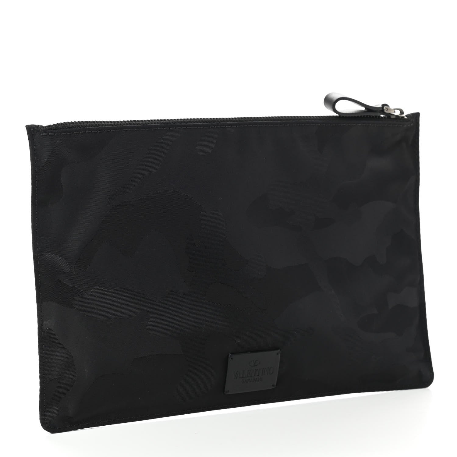 Valentino Garavani Nylon Camouflage Large Zip Pouch Black 3 of 7