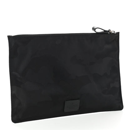 Valentino Garavani Nylon Camouflage Large Zip Pouch Black 3 of 7