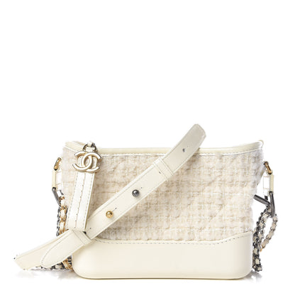 Chanel Tweed Calfskin Quilted Small Gabrielle Hobo Ivory 1 of 10