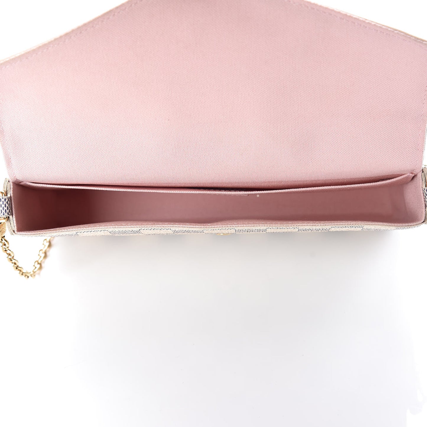 Damier Azur Pochette Felicie Chain Wallet Rose Ballerine