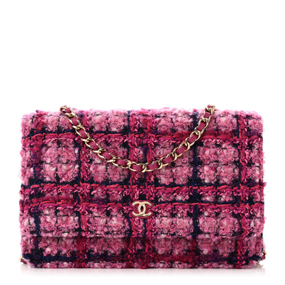 Chanel Tweed Quilted Wallet On Chain WOC Fuchsia Purple 1 of 12