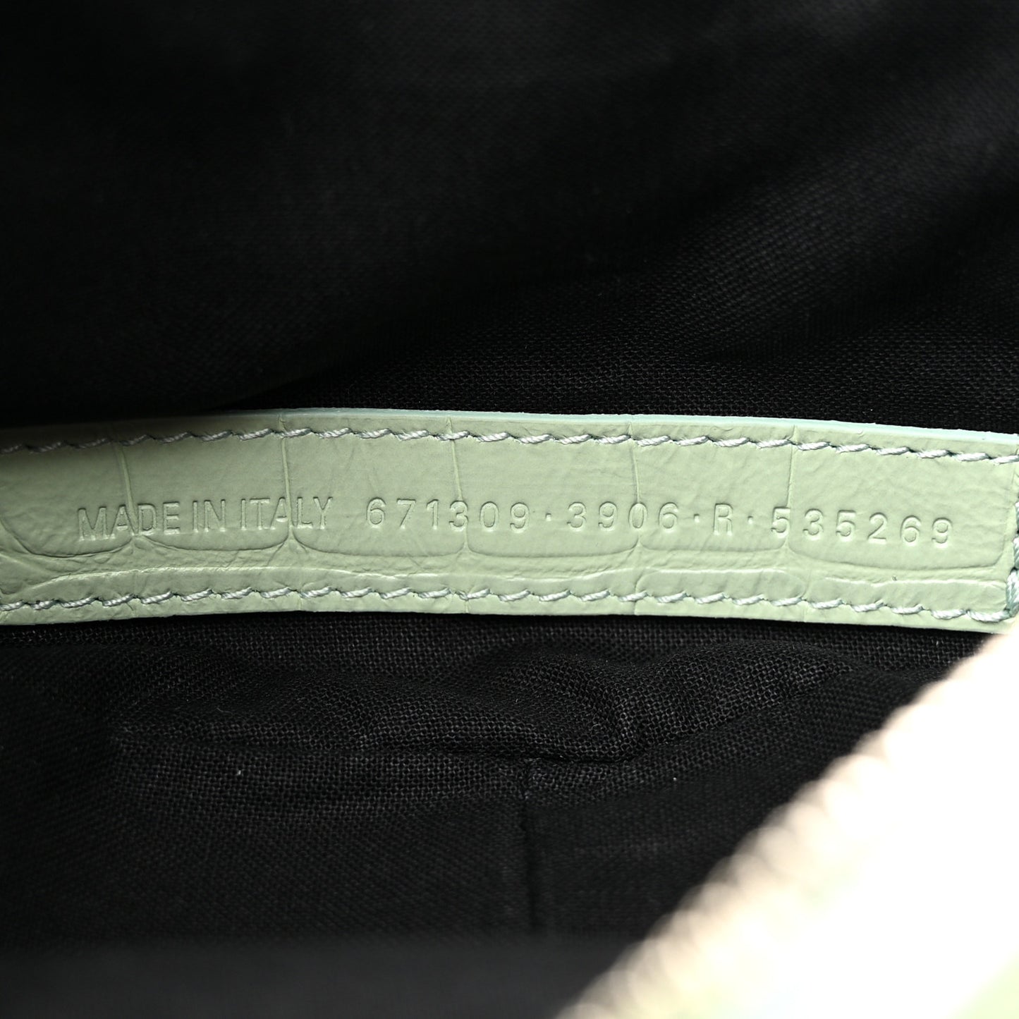 Extra Supple Calfskin Crocodile Embossed Le Cagole Shoulder Bag XS Light Green