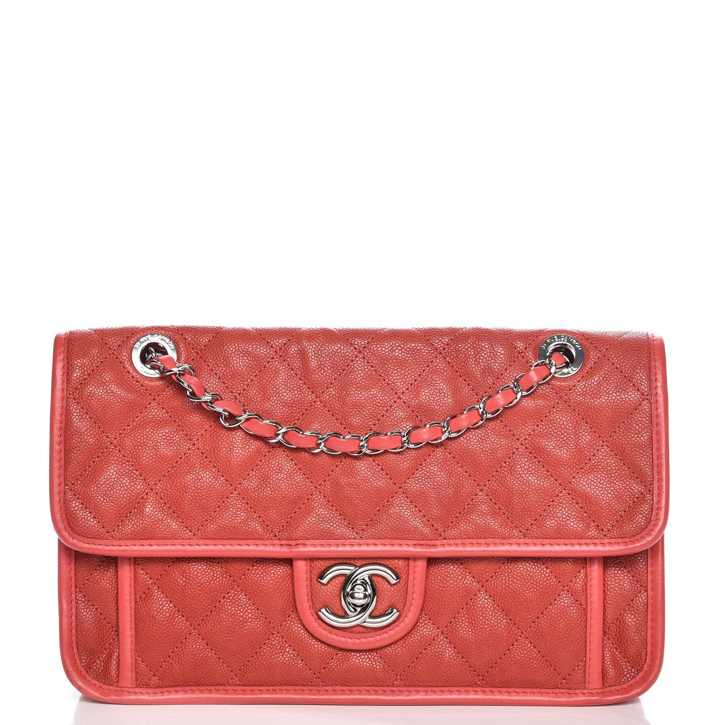 Caviar Quilted Medium French Riviera Flap Red