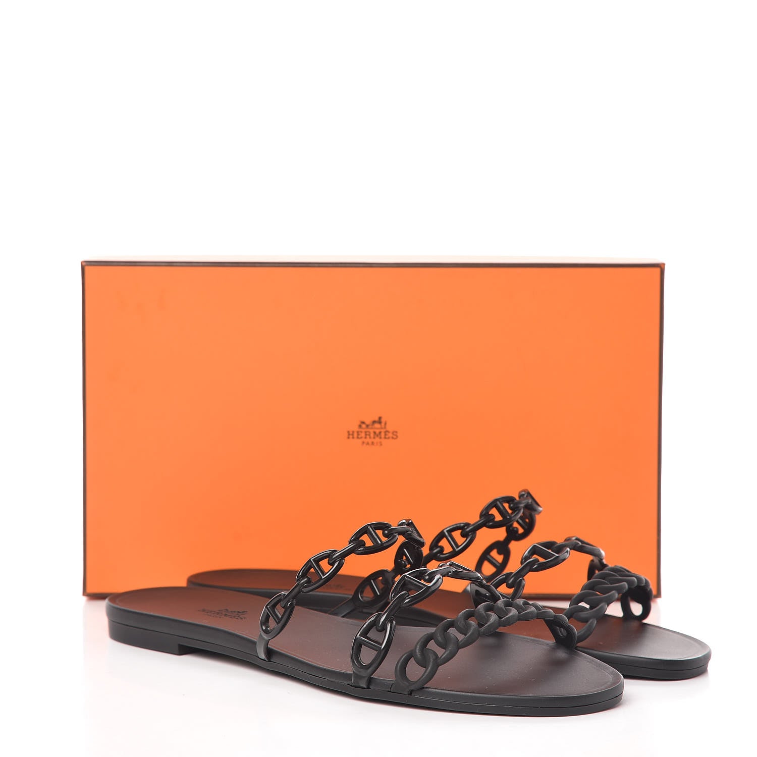 Hermes Rubber Chaine d'Ancre Rivage Sandals 41 Black 8 of 8