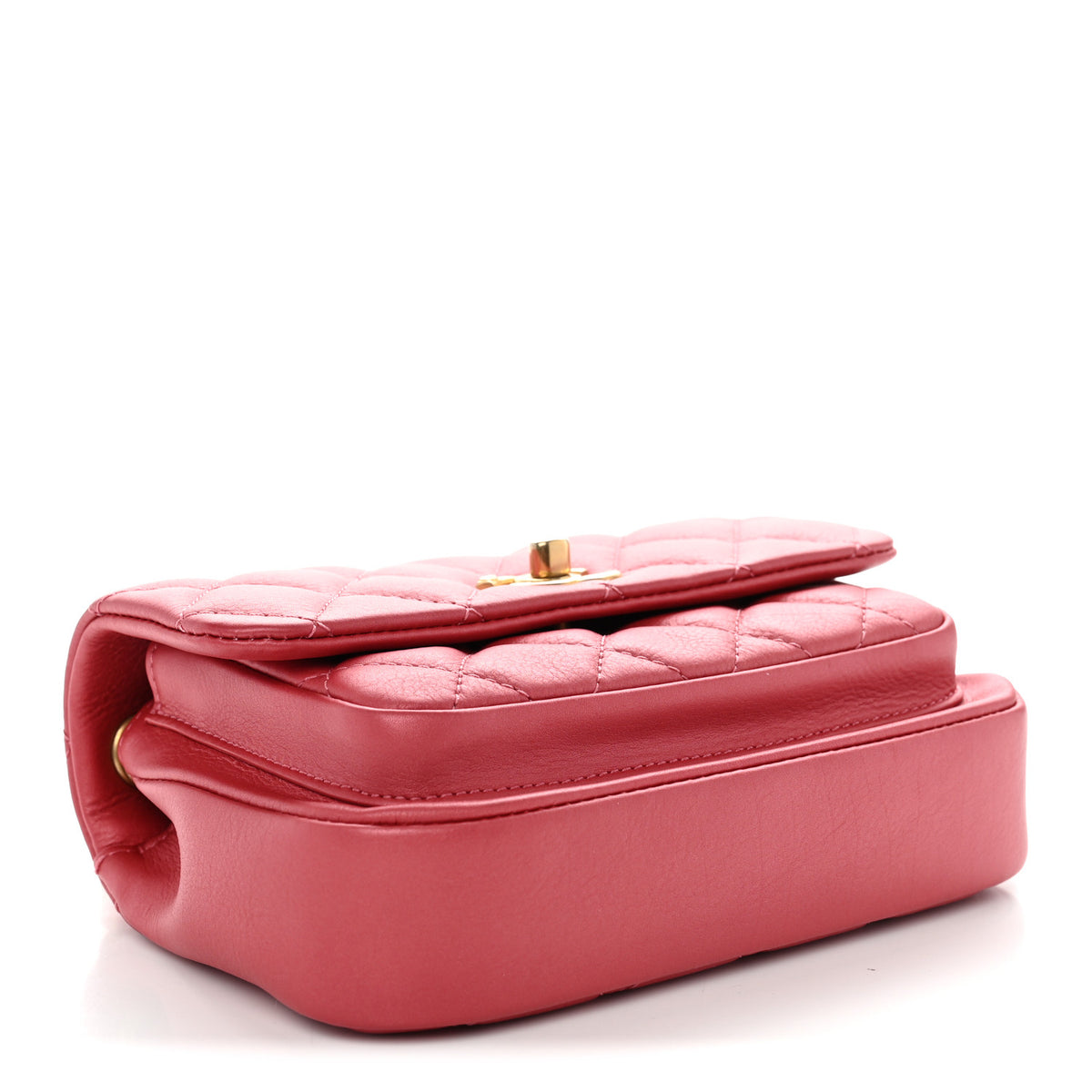 Chanel Metallic Calfskin Quilted Top Handle Flap Dark Pink 4 of 11