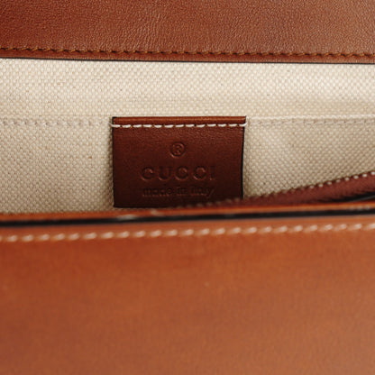 Gucci Leather Medium Cat Lock Top Handle Bag Brown 6 of 7