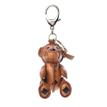 MCM Visetos Bear Key Ring Bag Charm Cognac 2 of 5