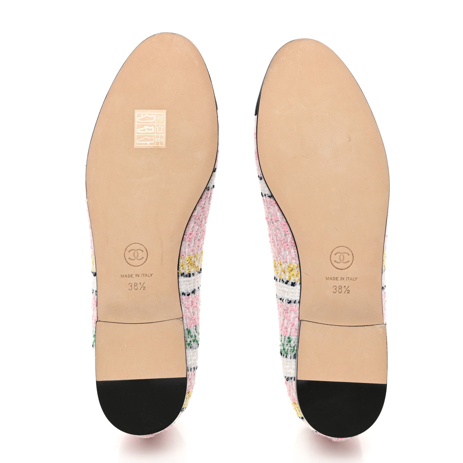 Chanel Tweed Sequin Grossgrain Cap Toe Striped Ballerina Flats 38.5 Multicolor 5 of 8