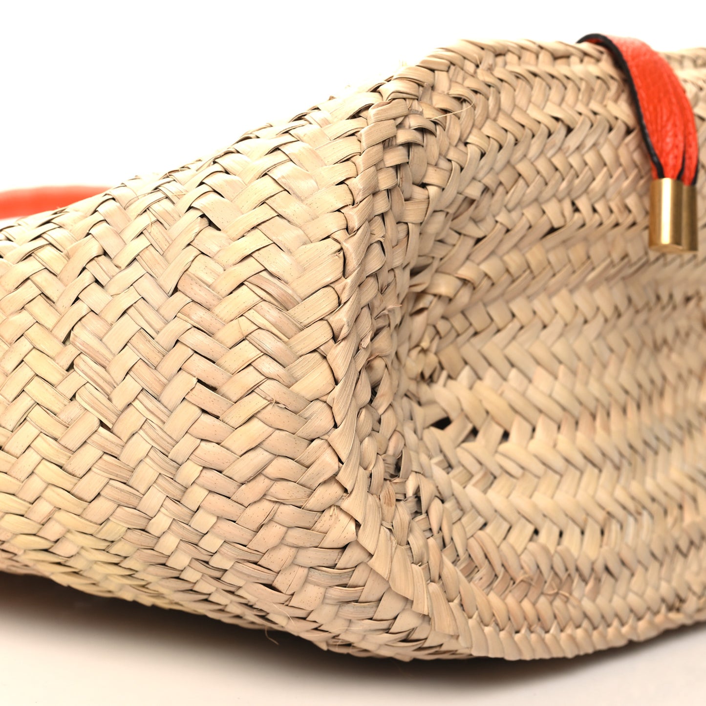 Raffia Small Grain Calfskin Medium Marcie Basket Orange