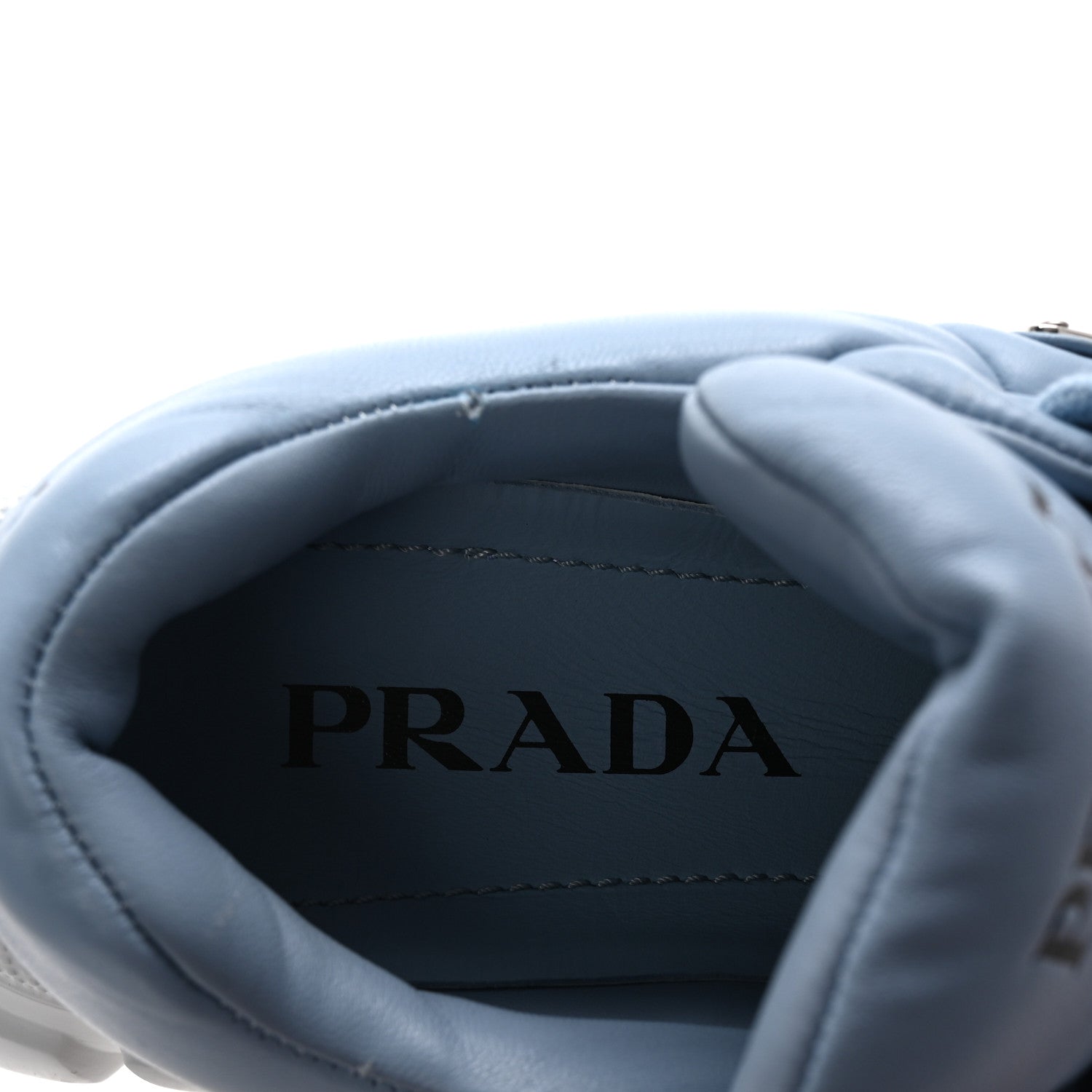 Prada Nappa Soft Metal Triangle Logo Womens Padded 30mm Sneakers 35.5 Celeste 8 of 9