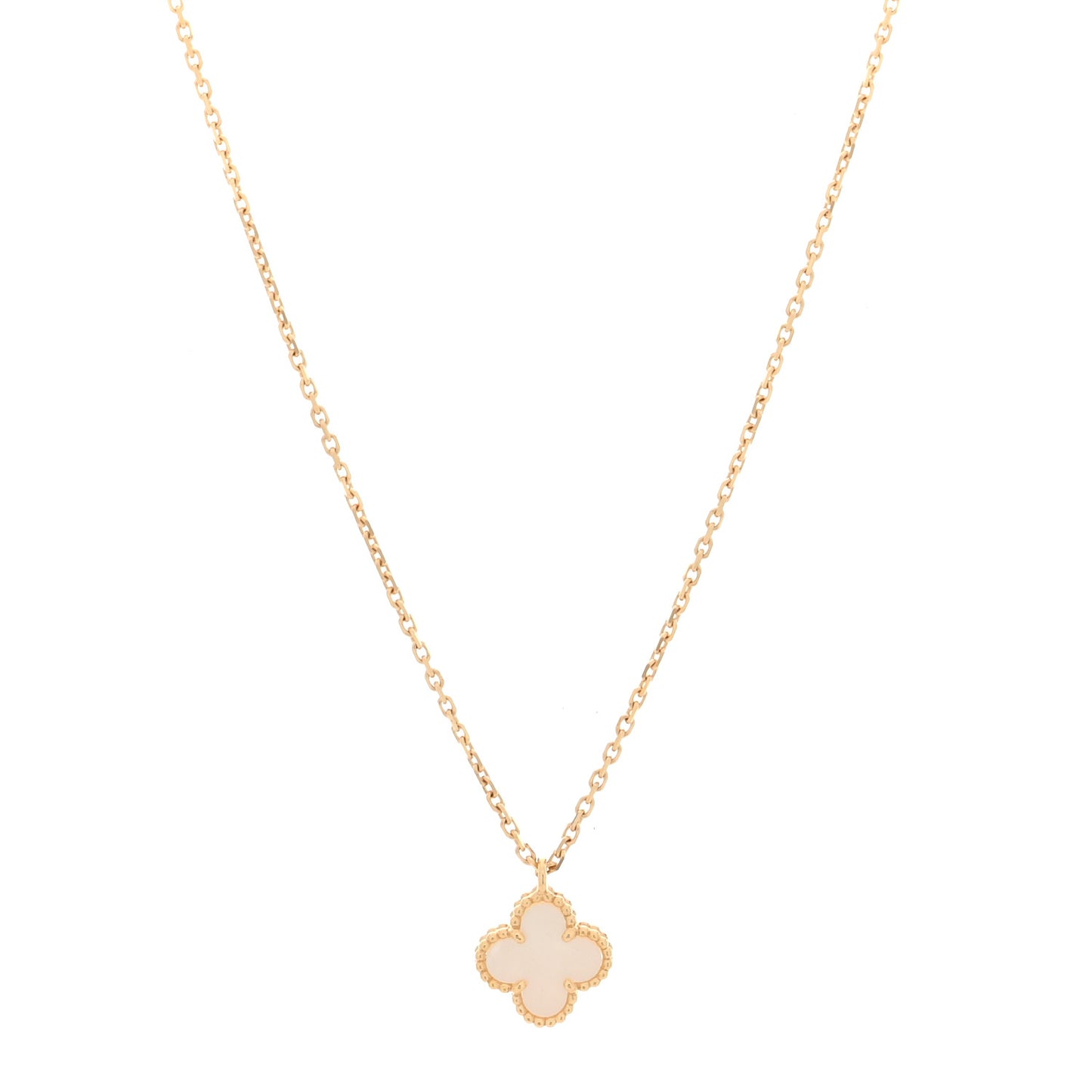 18K Yellow Gold Mother of Pearl Sweet Alhambra Pendant Necklace