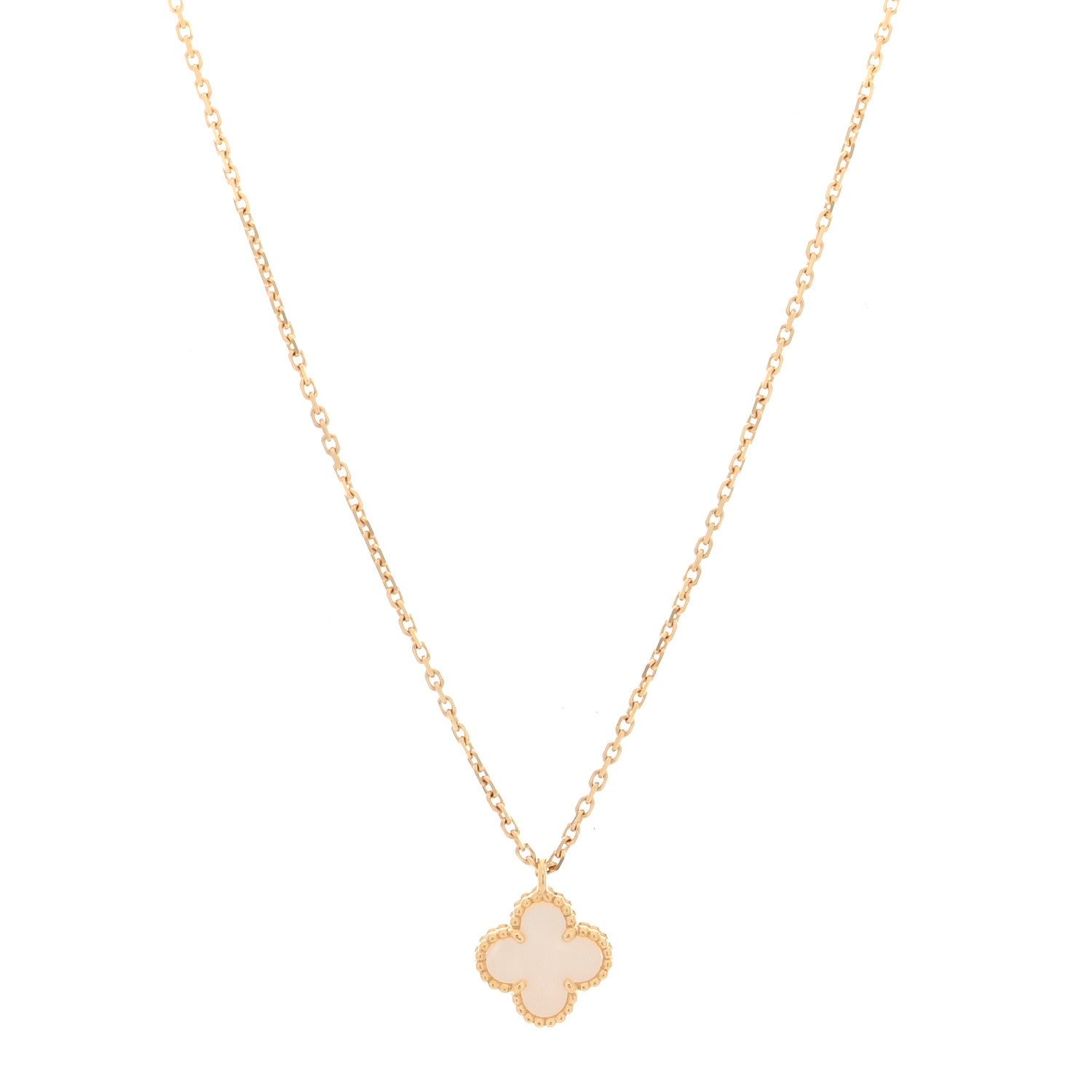 Van Cleef & Arpels 18K Yellow Gold Mother of Pearl Sweet Alhambra Pendant Necklace 1 of 5