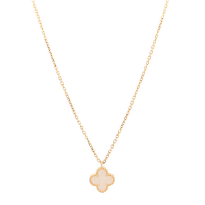 Van Cleef & Arpels 18K Yellow Gold Mother of Pearl Sweet Alhambra Pendant Necklace 1 of 5