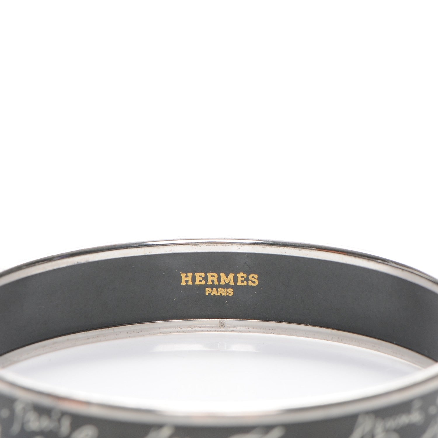 Hermes Enamel Printed Handwriting Bracelet 65 Black 3 of 6