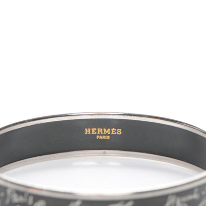 Hermes Enamel Printed Handwriting Bracelet 65 Black 3 of 6