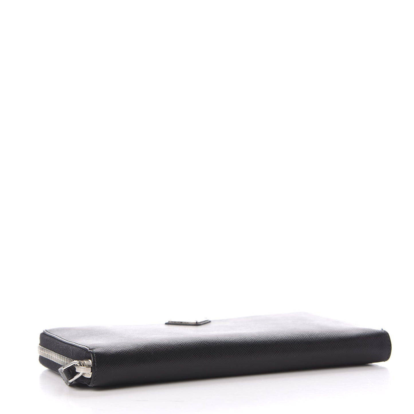 Saffiano Metal Large Zip Around Travel Wallet Black