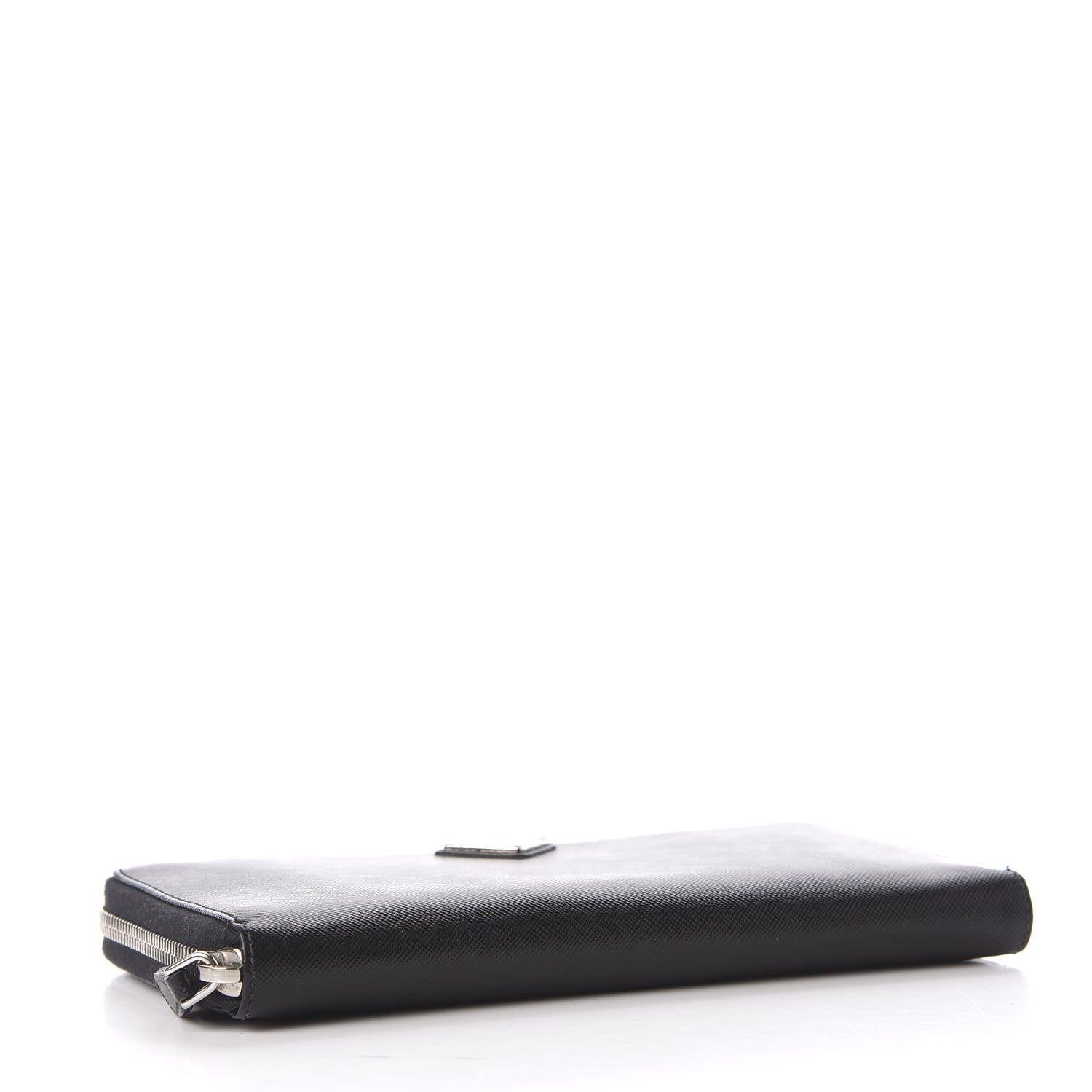 Prada Saffiano Metal Large Zip Around Travel Wallet Black 3 of 10