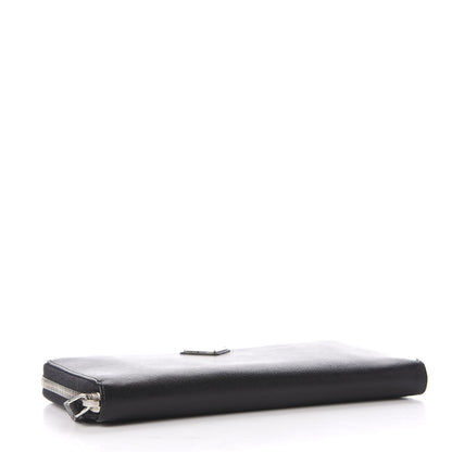Prada Saffiano Metal Large Zip Around Travel Wallet Black 3 of 10