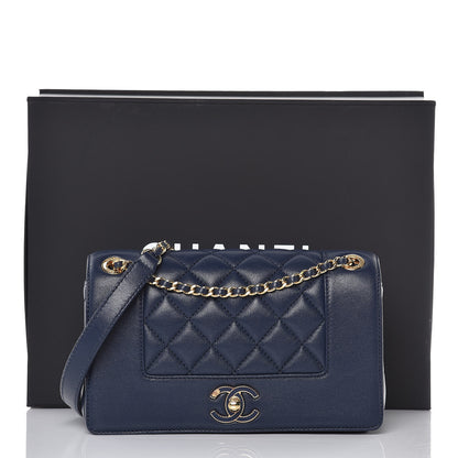Chanel Sheepskin Quilted Small Vintage Mademoiselle Flap Navy 10 of 10