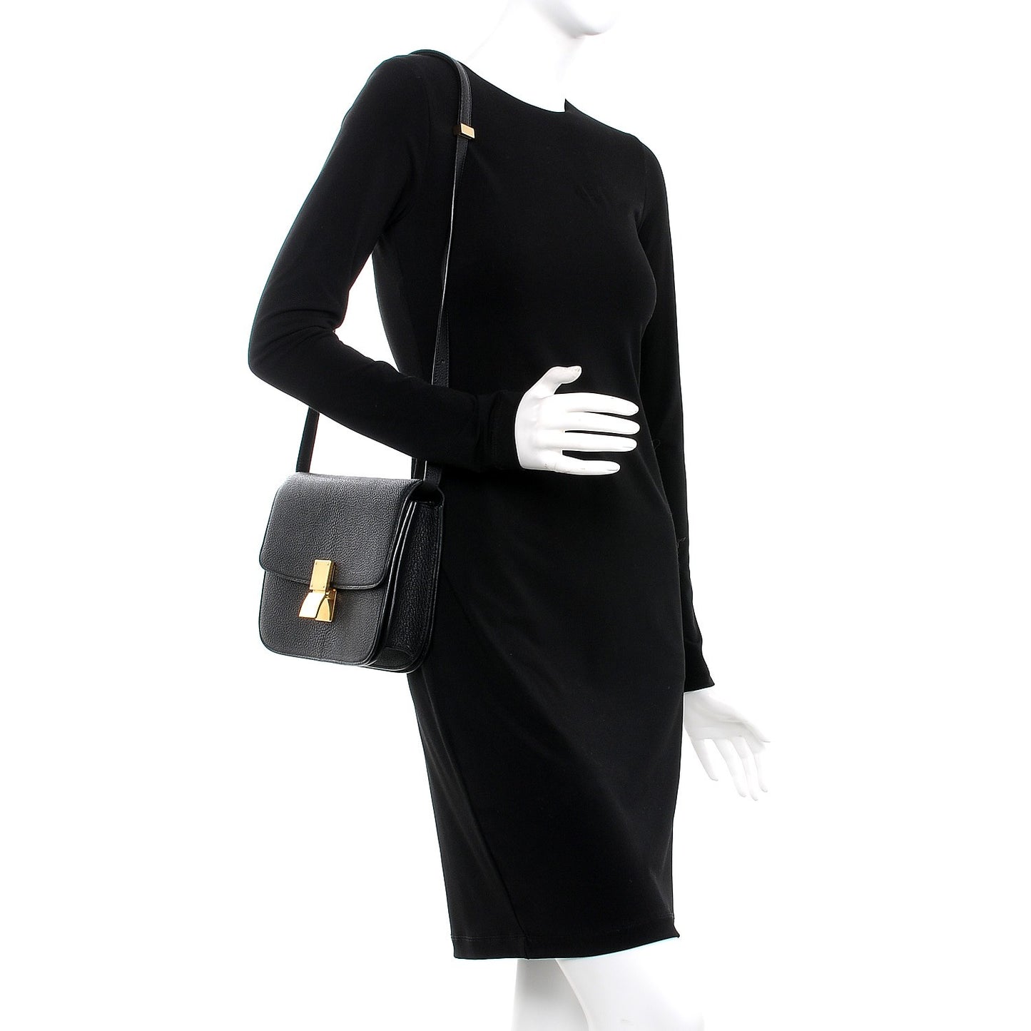 Goatskin Medium Classic Box Flap Bag Black
