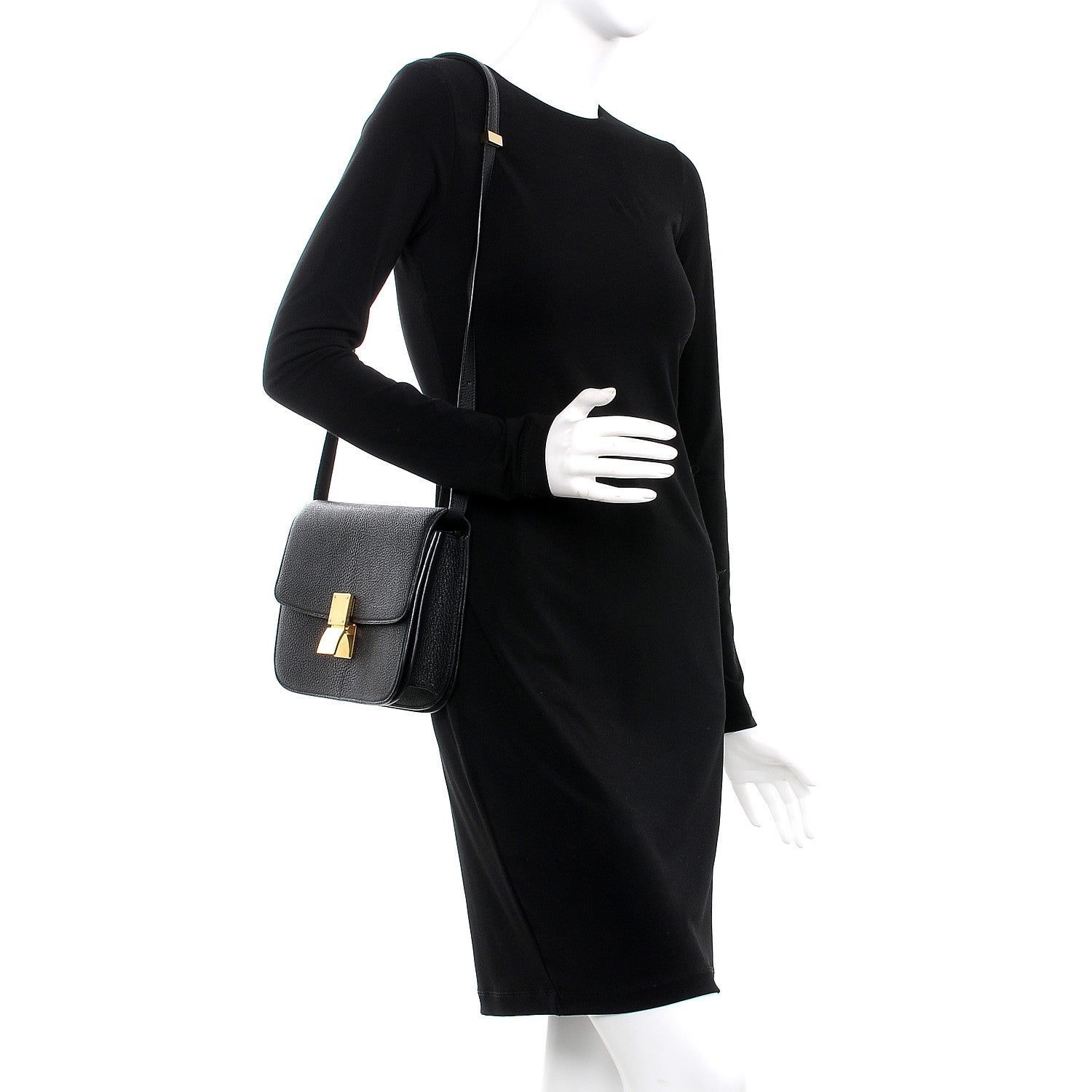Celine Goatskin Medium Classic Box Flap Bag Black 2 of 8