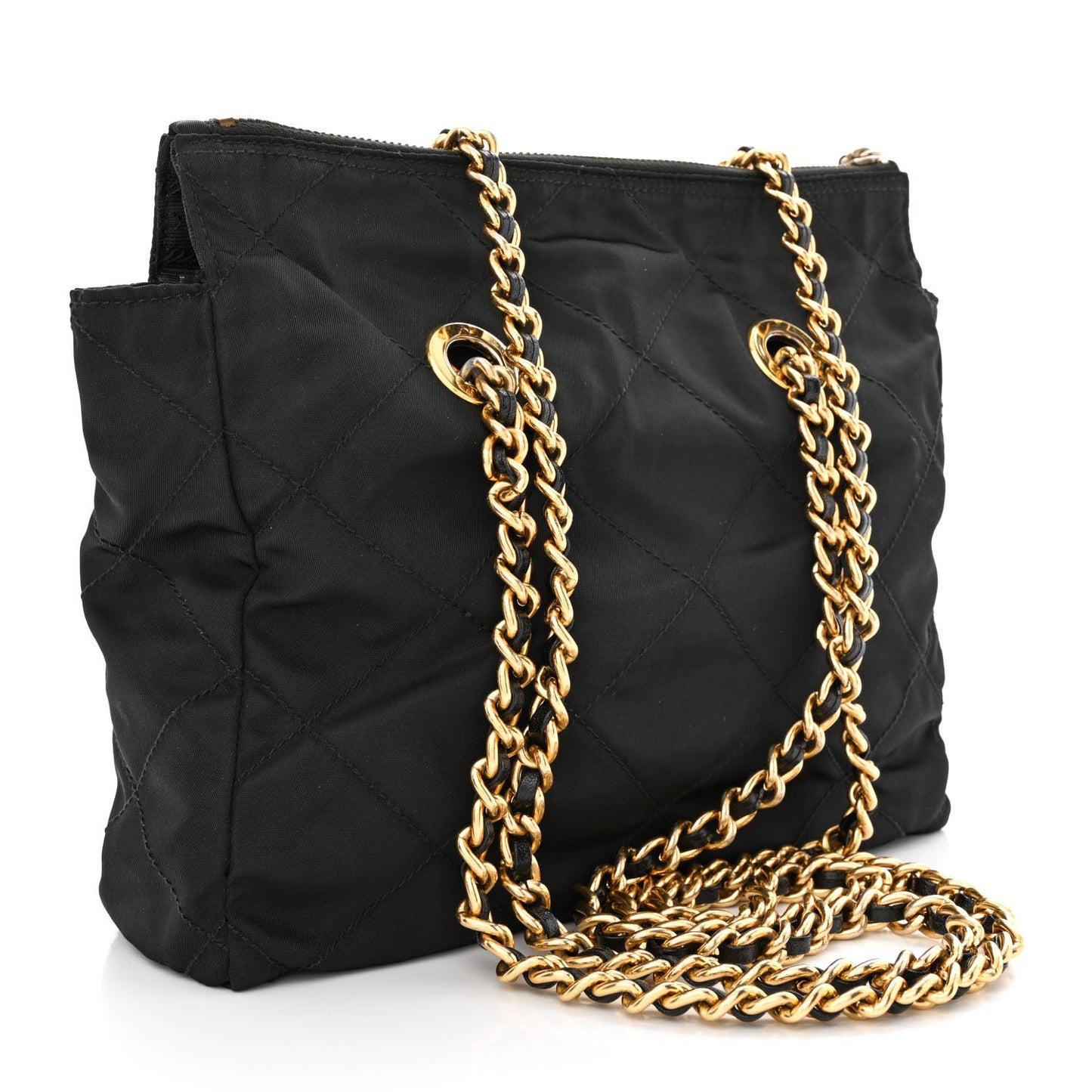 Nylon Tessuto Quilted Shoulder Bag Black