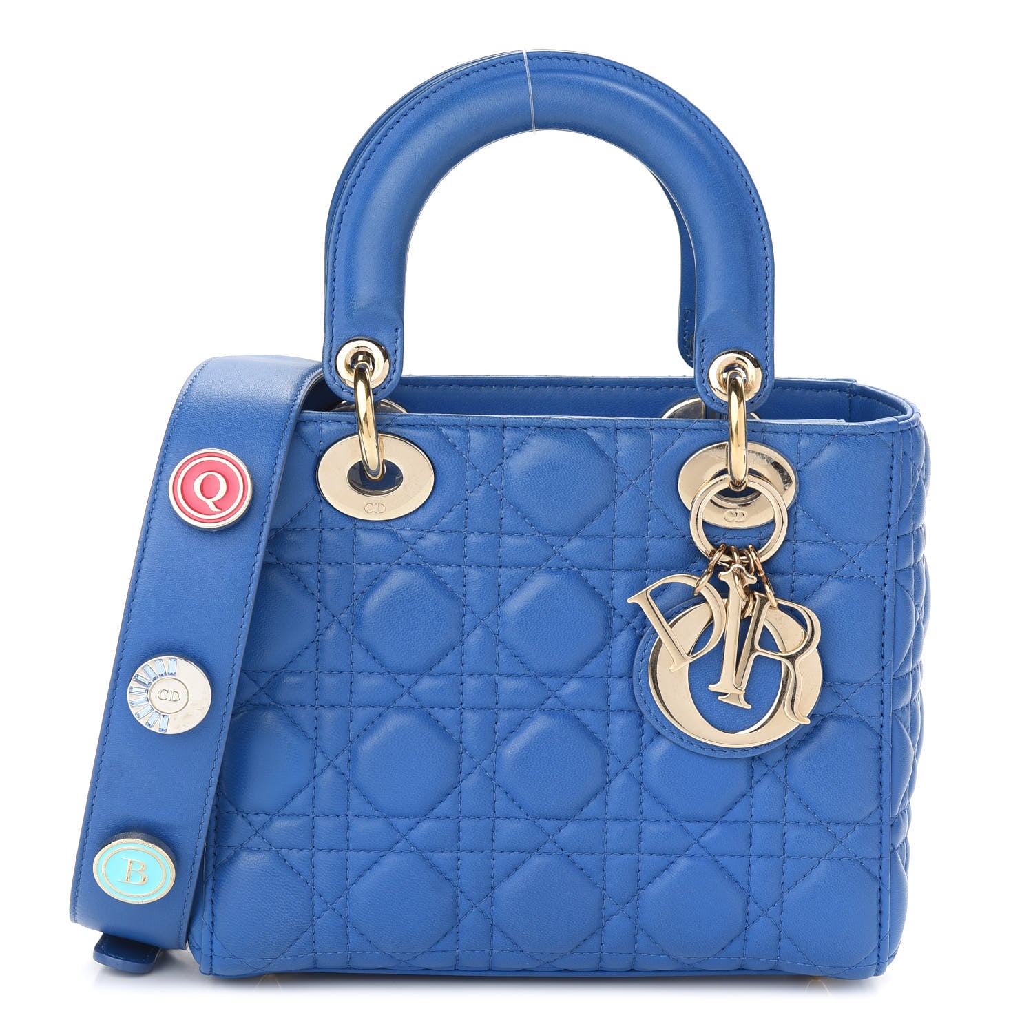 Christian Dior Lambskin Cannage Small Lucky Badges My Lady Dior Blue 1 of 8